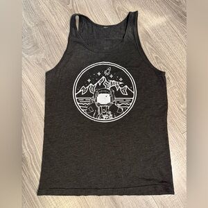 Black Tank Top with Astronaut Graphic